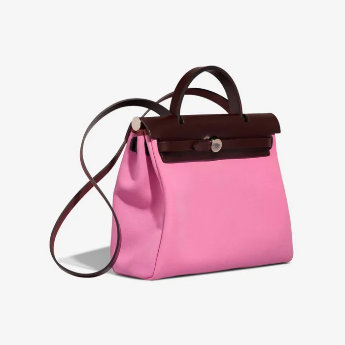 Best Replica Hermès Herbag 31 Vache Hunter/Toile Rouge Sellier/Bubblegum PHW - Replica Handbags - Image 6