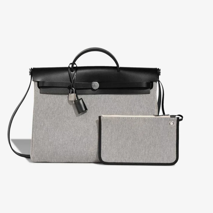 Best Replica Hermès Herbag 39 Toile/Vache Hunter Ecru/Black PHW - Replica Handbags