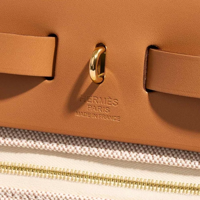 Best Replica Hermès Herbag Circuit 24 31 Toile/Vache Hunter Orange Mecano/Ecru/Beige/Naturel PHW - Replica Handbags - Image 2