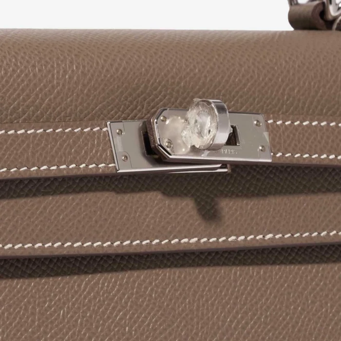 Best Replica Hermès Kelly 25 Epsom Etoupe PHW - Replica Handbags - Image 7
