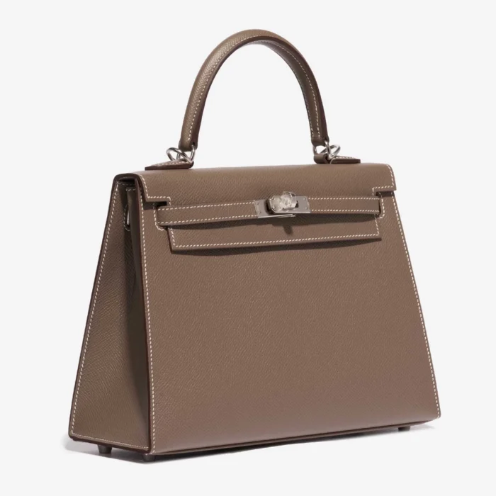 Best Replica Hermès Kelly 25 Epsom Etoupe PHW - Replica Handbags - Image 4