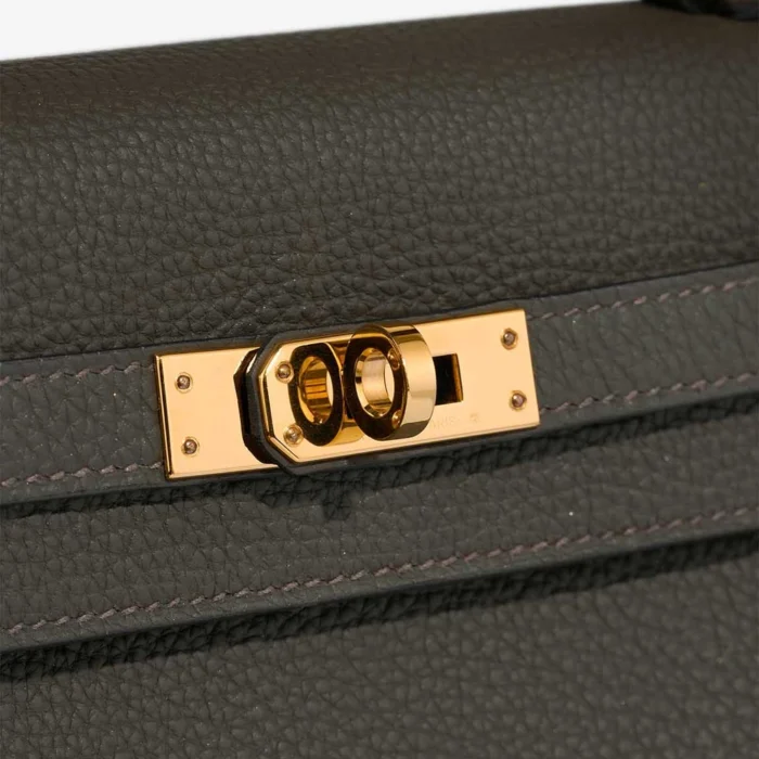 Best Replica Hermès Kelly 25 Togo Vert de Gris GHW - Replica Handbags - Image 7