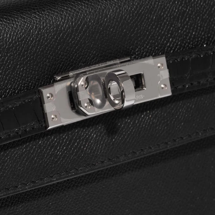 Best Replica Hermès Kelly 25 Touch Veau Madame/Niloticus Crocodile Black PHW - Replica Handbags - Image 7