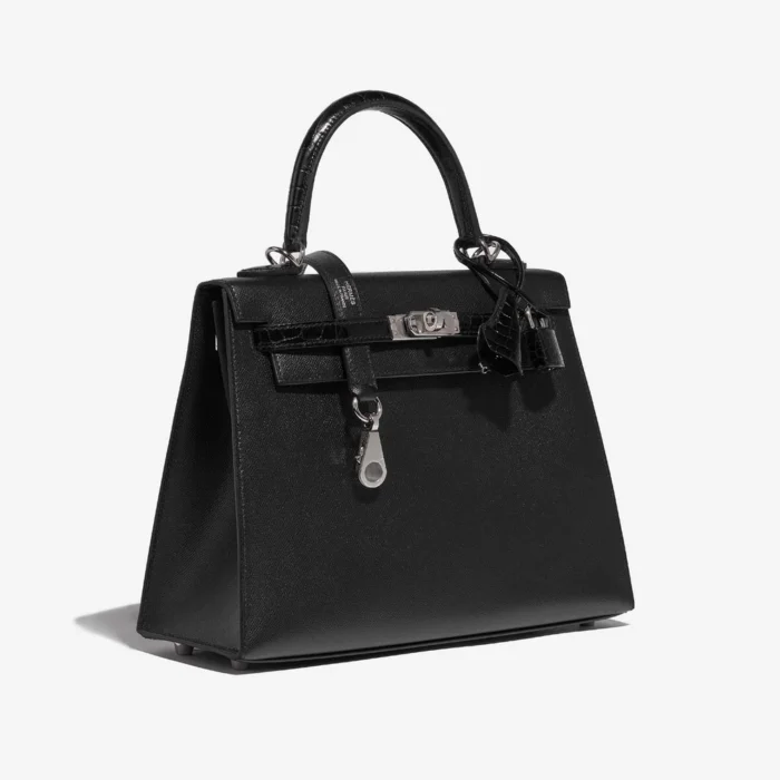 Best Replica Hermès Kelly 25 Touch Veau Madame/Niloticus Crocodile Black PHW - Replica Handbags - Image 4