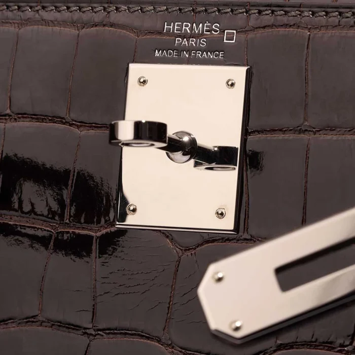 Best Replica Hermès Kelly 28 Alligator Mississippiensis Macassar/ebene/Miel/Rose Extrême PHW - Replica Handbags - Image 6