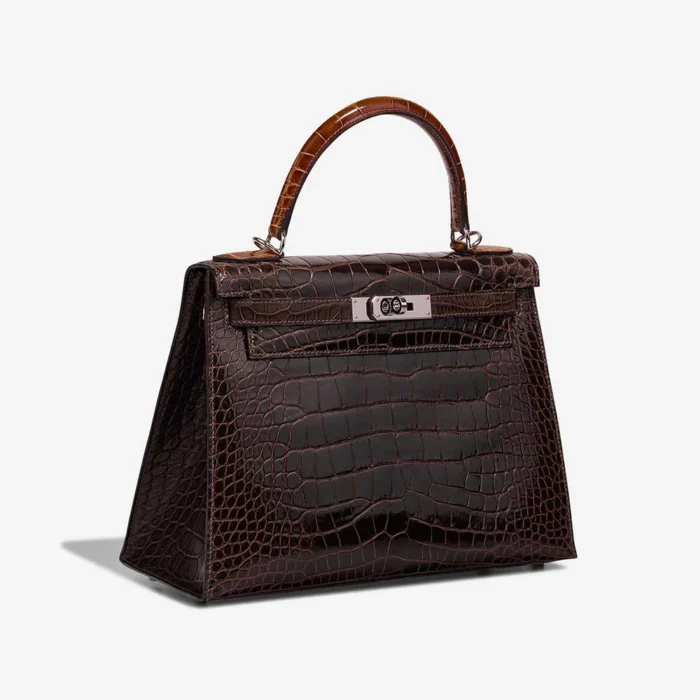 Best Replica Hermès Kelly 28 Alligator Mississippiensis Macassar/ebene/Miel/Rose Extrême PHW - Replica Handbags - Image 4