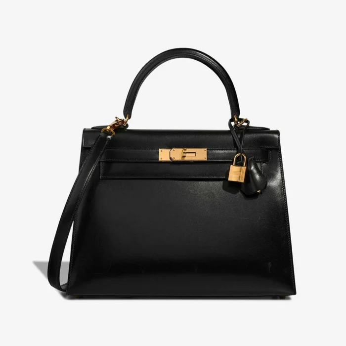 Best Replica Hermès Kelly 28 Box Black GHW - Replica Handbags