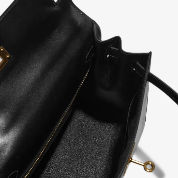 Best Replica Hermès Kelly 28 Box Black GHW - Replica Handbags - Image 5