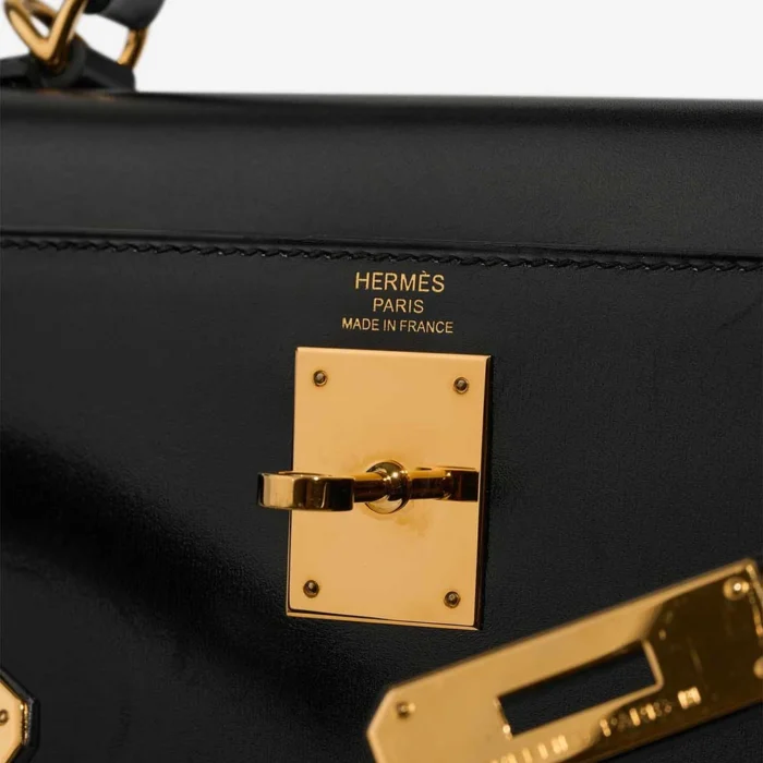 Best Replica Hermès Kelly 28 Box Black GHW - Replica Handbags - Image 6