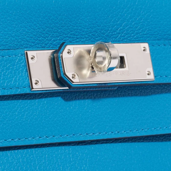 Best Replica Hermès Kelly 28 Evercolor Blue Frida PHW - Replica Handbags - Image 7