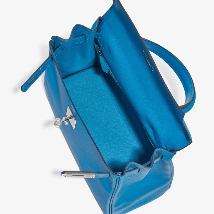 Best Replica Hermès Kelly 28 Evercolor Blue Frida PHW - Replica Handbags - Image 5