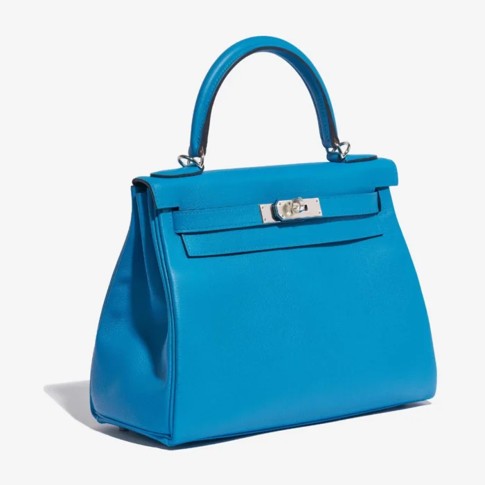 Best Replica Hermès Kelly 28 Evercolor Blue Frida PHW - Replica Handbags - Image 4