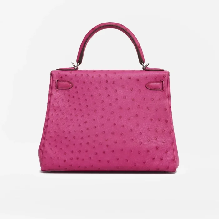 Best Replica Hermès Kelly 28 Ostrich Fuchsia PHW - DLF - Image 2