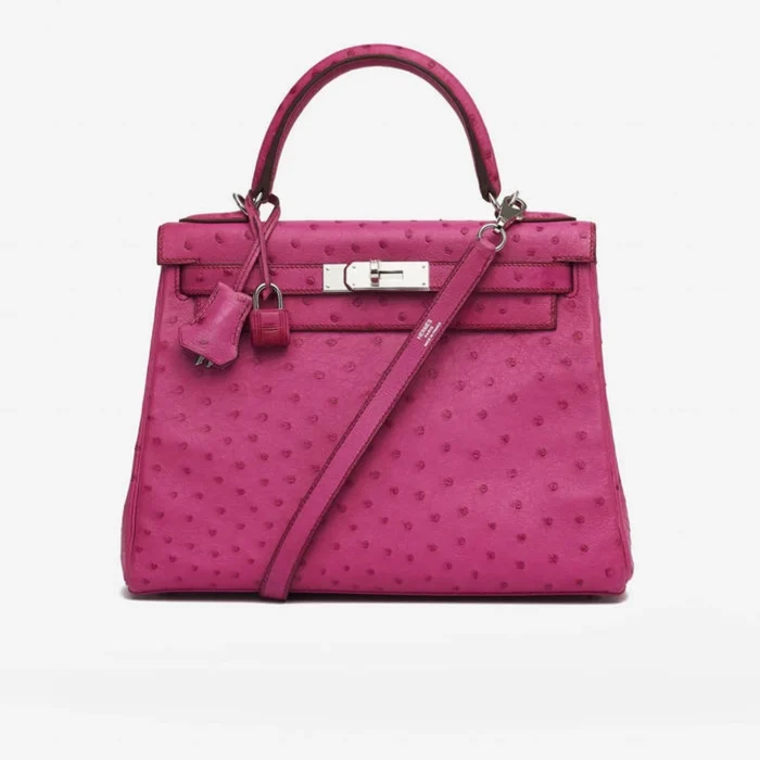 Best Replica Hermès Kelly 28 Ostrich Fuchsia PHW | DLF