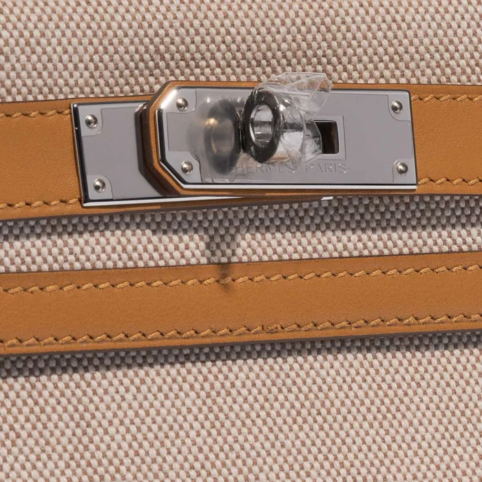 Best Replica Hermès Kelly 28 Toile H/Swift Sesame/Ecru/Beige PHW - Replica Handbags - Image 7