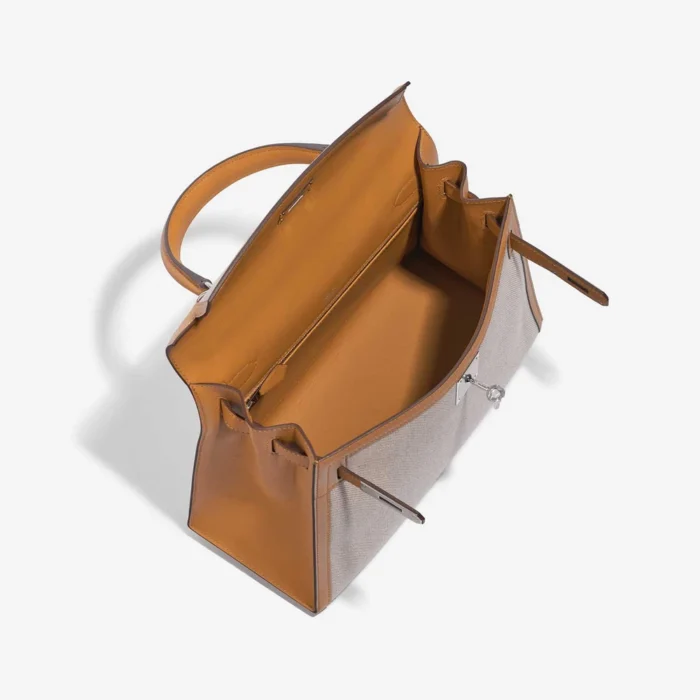 Best Replica Hermès Kelly 28 Toile H/Swift Sesame/Ecru/Beige PHW - Replica Handbags - Image 5