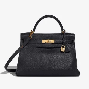 Best Replica Hermès Kelly 32 Ardennes Bleu Marine GHW - Replica Handbags