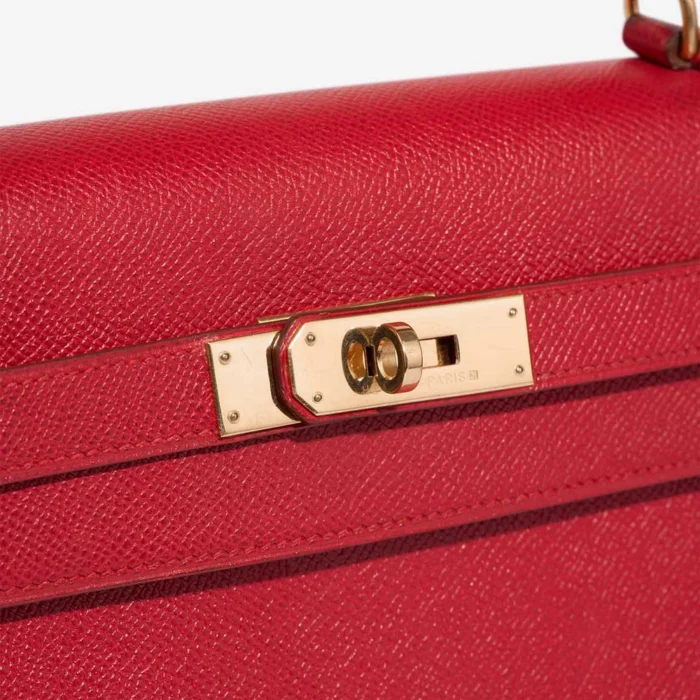 Best Replica Hermès Kelly 32 Courchevel Rouge Casaque GHW - Replica Handbags - Image 6