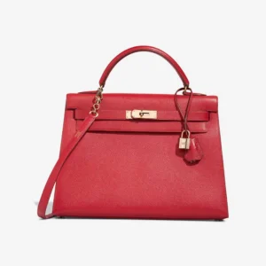 Best Replica Hermès Kelly 32 Courchevel Rouge Casaque GHW - Replica Handbags