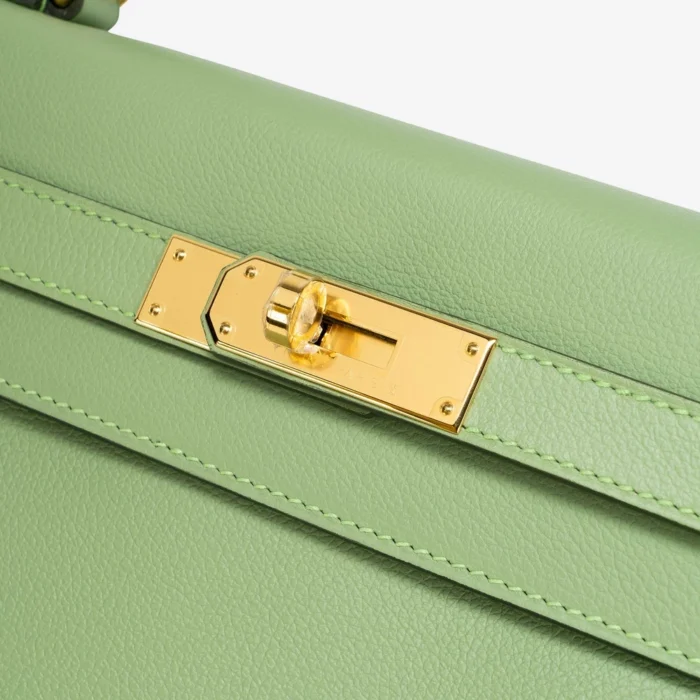 Best Replica Hermès Kelly 32 Evercolor Vert Criquet GHW - DLF - Image 7