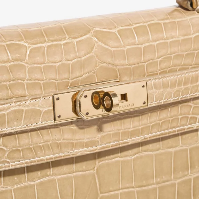 Best Replica Hermès Kelly 32 Porosus Crocodile Poussiere GHW - Replica Handbags - Image 7