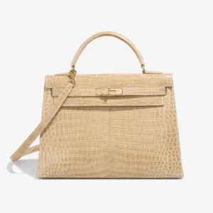 Best Replica Hermès Kelly 32 Porosus Crocodile Poussiere GHW - Replica Handbags