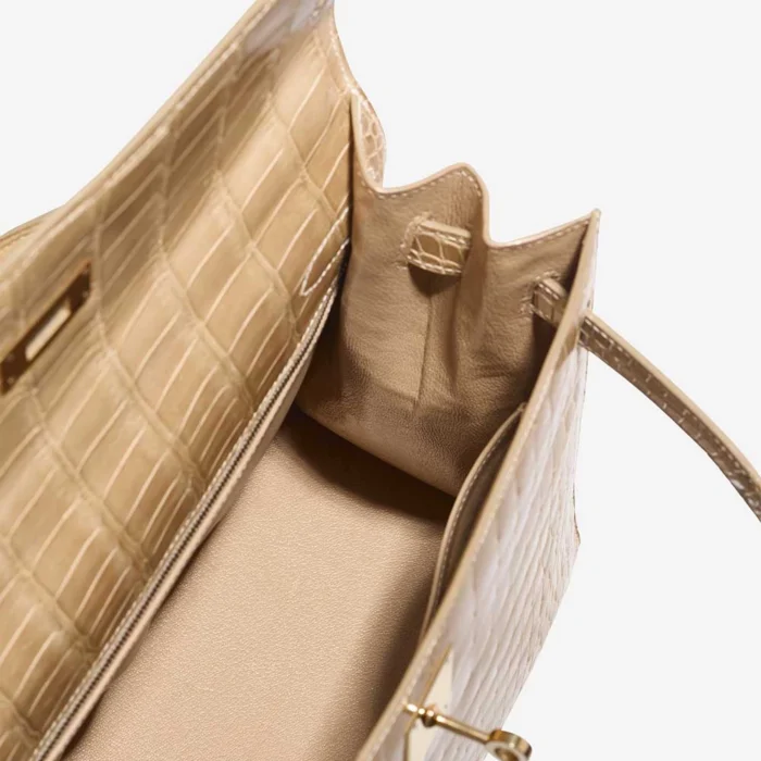 Best Replica Hermès Kelly 32 Porosus Crocodile Poussiere GHW - Replica Handbags - Image 5