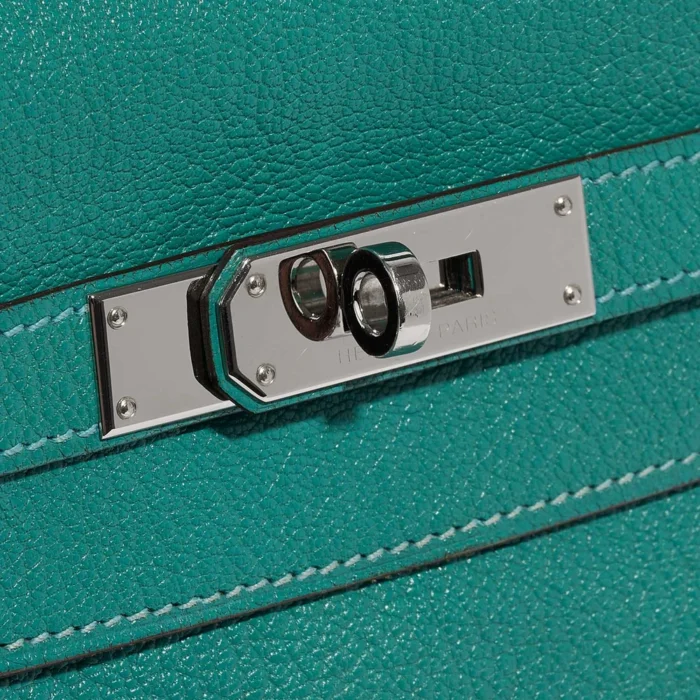 Best Replica Hermès Kelly 35 Chevre Mysore Blue Paon PHW - Replica Handbags - Image 7