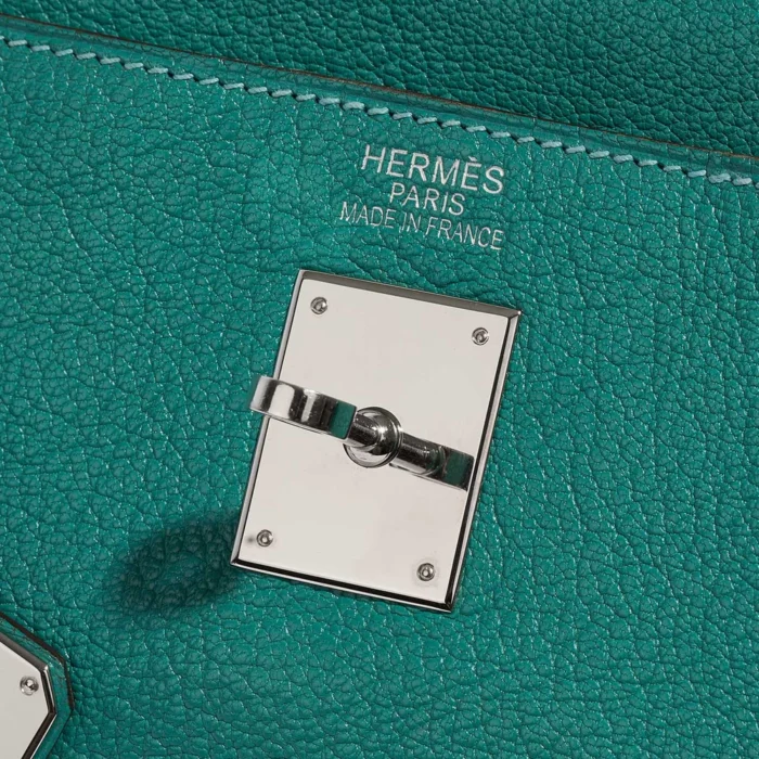 Best Replica Hermès Kelly 35 Chevre Mysore Blue Paon PHW - Replica Handbags - Image 6