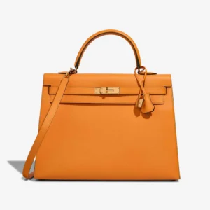 Best Replica Hermès Kelly 35 Epsom Apricot/Malachite GHW - Replica Handbags