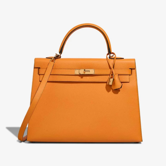 Best Replica Hermès Kelly 35 Epsom Apricot/Malachite GHW - Replica Handbags