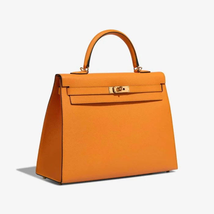 Best Replica Hermès Kelly 35 Epsom Apricot/Malachite GHW - Replica Handbags - Image 4
