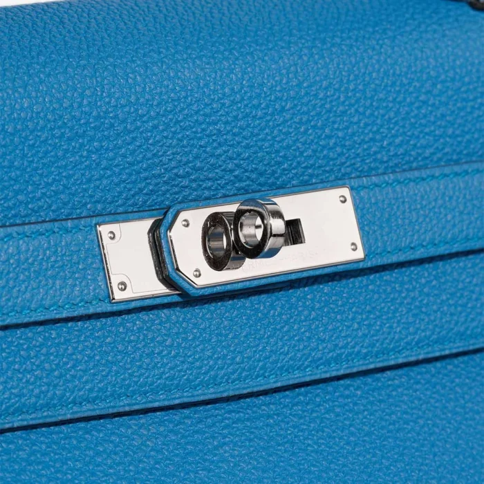 Best Replica Hermès Kelly 35 Taurillon Clemence Bleu Zanzibar PHW - Replica Handbags - Image 7