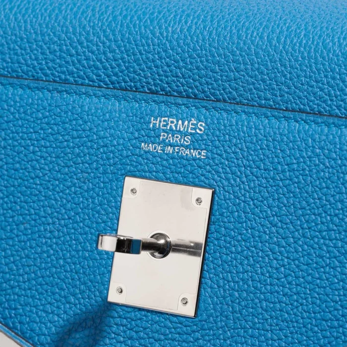 Best Replica Hermès Kelly 35 Taurillon Clemence Bleu Zanzibar PHW - Replica Handbags - Image 6