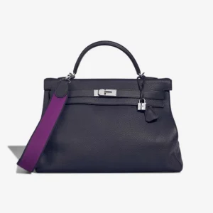 Best Replica Hermès Kelly 40 Clemence Bleu Obscur/Anemone PHW - Replica Handbags