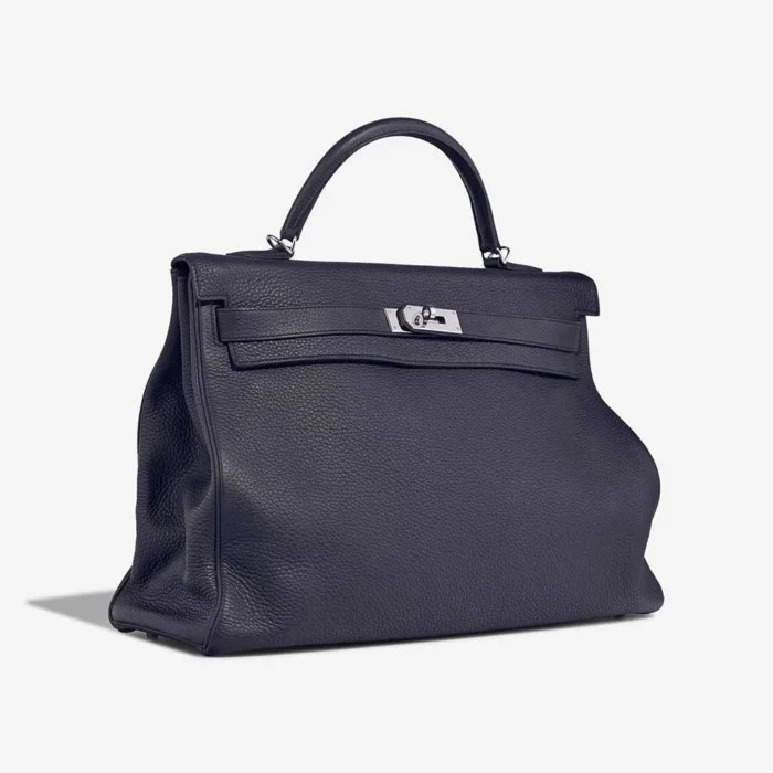 Best Replica Hermès Kelly 40 Clemence Bleu Obscur/Anemone PHW - Replica Handbags - Image 4