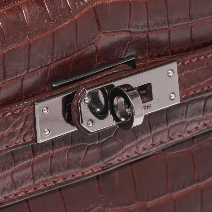 Best Replica Hermès Kelly Pochette Alligator Bourgogne PHW - Replica Handbags - Image 7