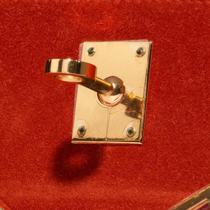 Best Replica Hermès Kelly Pochette Doblis Suede Rouge Vif GHW - Replica Handbags - Image 6