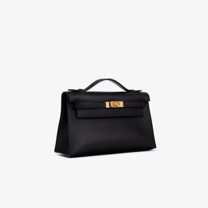Best Replica Hermès Kelly Pochette Swift Black GHW - DLF - Image 4