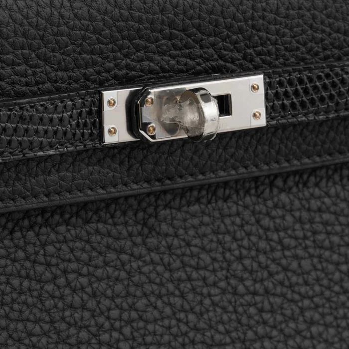 Best Replica Hermès Kelly Touch 25 Togo/Lizard Black PHW - Replica Handbags - Image 7