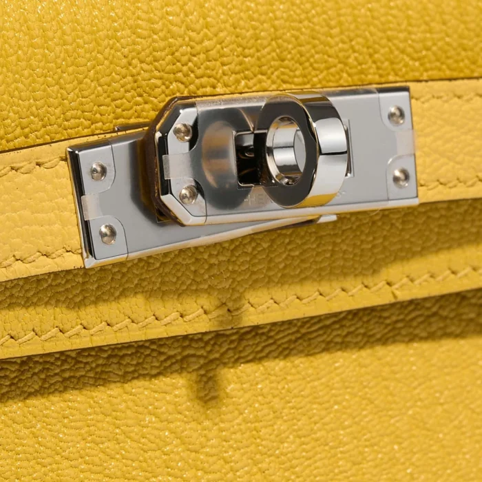 Best Replica Hermès Kelly Verso Mini Chevre Jaune de Naples/Orange PHW - Replica Handbags - Image 7