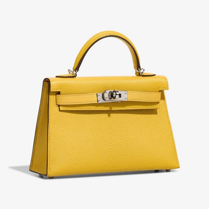 Best Replica Hermès Kelly Verso Mini Chevre Jaune de Naples/Orange PHW - Replica Handbags - Image 4