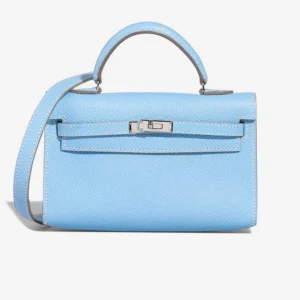 Best Replica Hermès Micro Kelly Epsom Bleu Celeste PHW - Replica Handbags