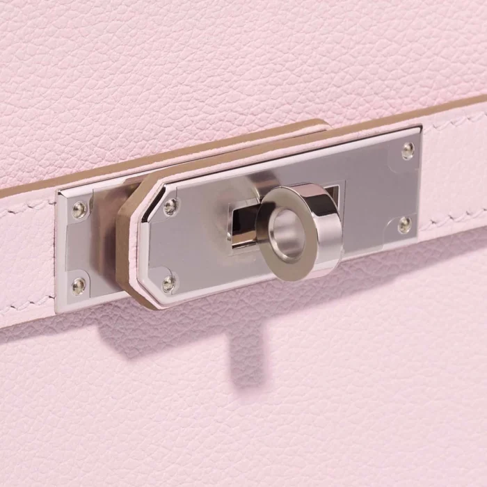 Best Replica Hermès Mini Jypsiere Evercolor Mauve Pale/Nata PHW - Replica Handbags - Image 6