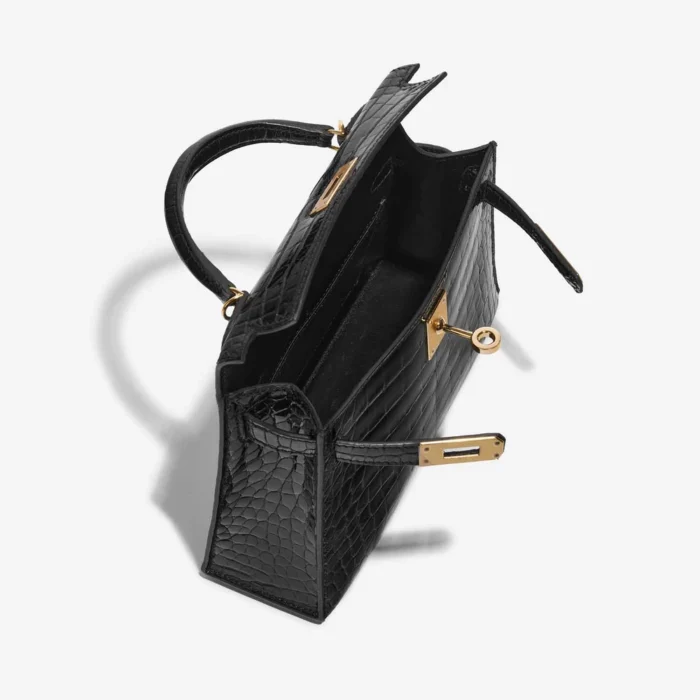 Best Replica Hermès Mini Kelly Alligator Black GHW - Replica Handbags - Image 5