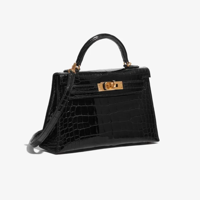 Best Replica Hermès Mini Kelly Alligator Black GHW - Replica Handbags - Image 4
