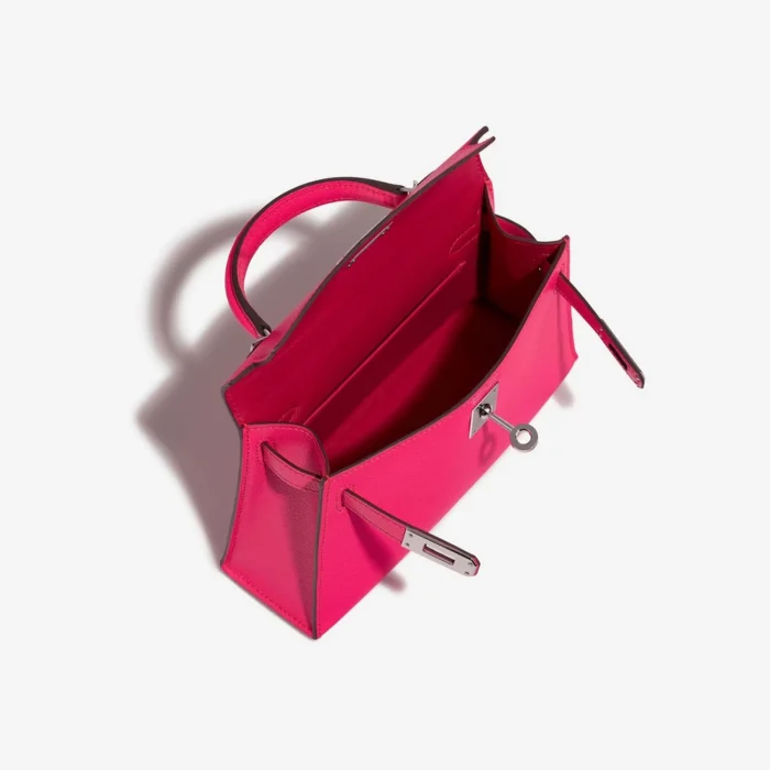 Best Replica Hermès Mini Kelly Chevre Chamkila Rose Pop/Framboise PHW - Replica Handbags - Image 5