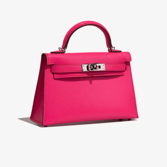 Best Replica Hermès Mini Kelly Chevre Chamkila Rose Pop/Framboise PHW - Replica Handbags - Image 4