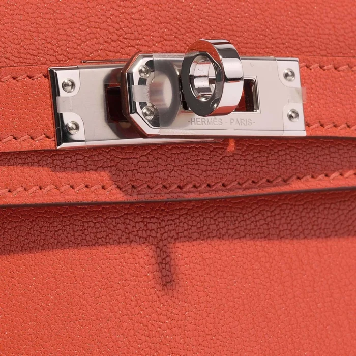 Best Replica Hermès Mini Kelly Chevre Mysore Capucine PHW - Replica Handbags - Image 6