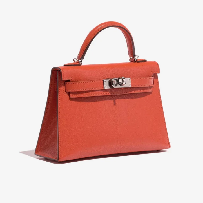 Best Replica Hermès Mini Kelly Chevre Mysore Capucine PHW - Replica Handbags - Image 4